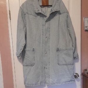 Levi's Light Blue Denim Jacket Jean Chore Long Coat Unisex Oversize Relaxed Fit